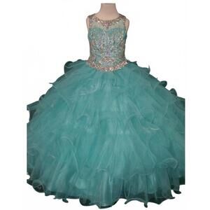 NEW LITTLE ROSIE girl's long pageant dress in turquoise